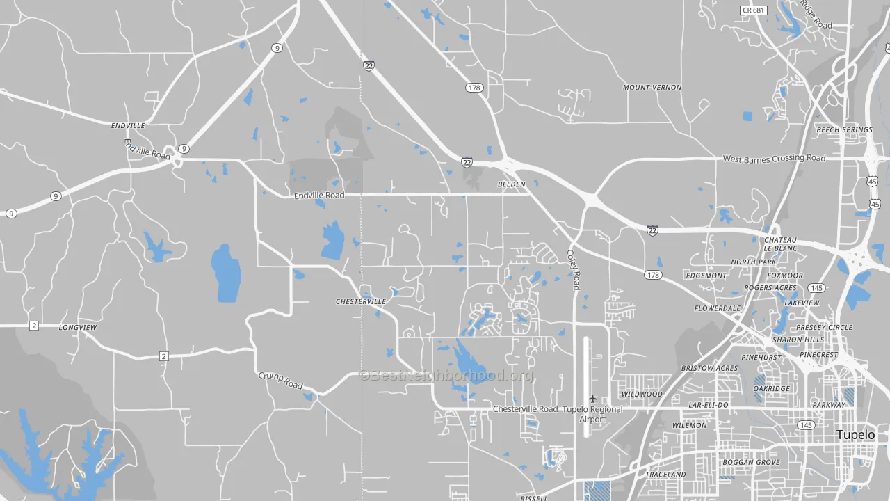 Transit Grade map of Belden, MS