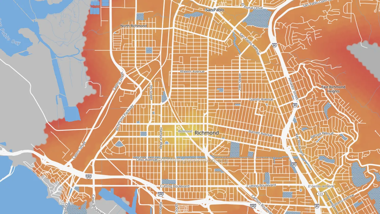 Transit Grade map of Belding Woods, Richmond, CA