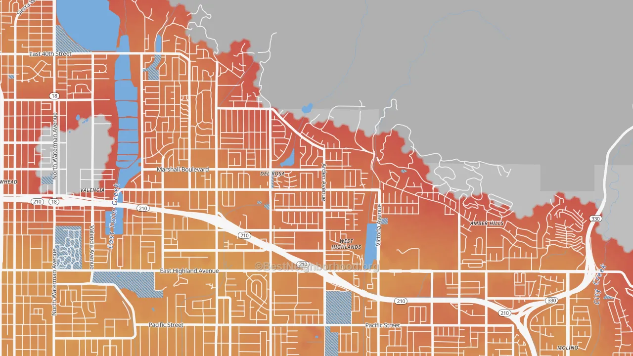 Transit Grade map of Belevedere, San Bernardino, CA