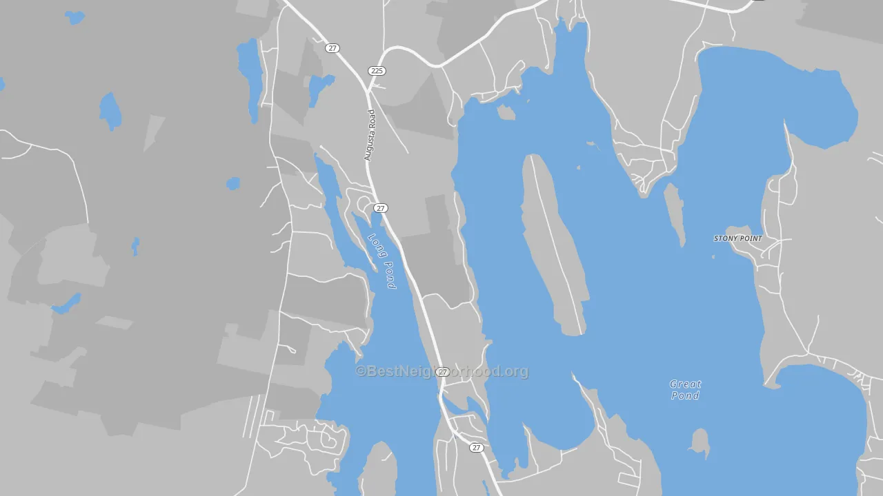 Transit Grade map of Belgrade Lakes, ME