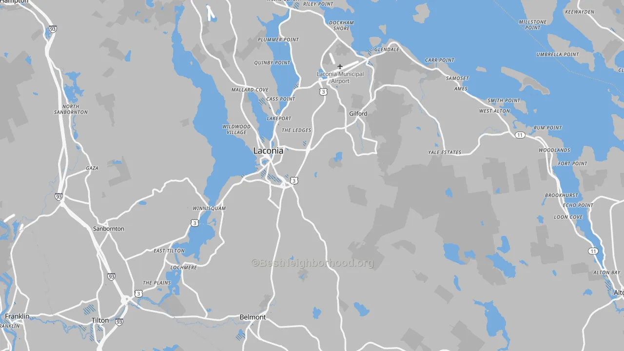Transit Grade map of Belknap County, NH