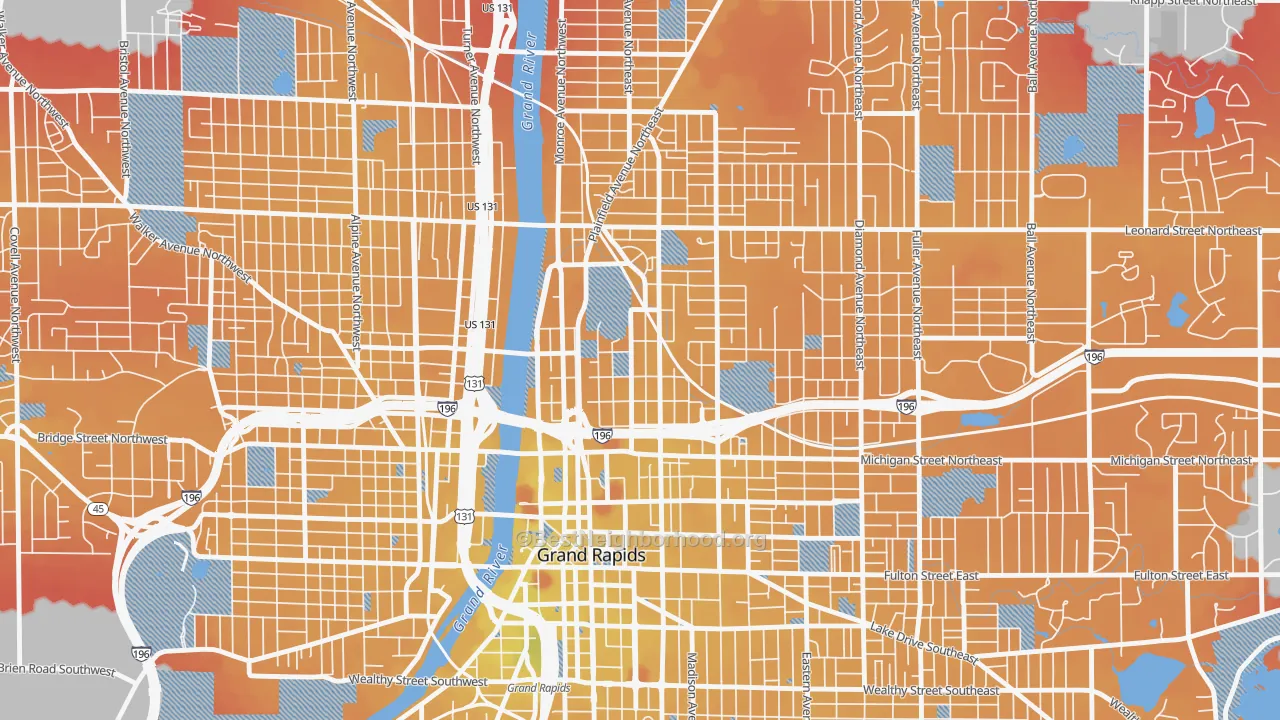 Transit Grade map of Belknap Lookout, Grand Rapids, MI