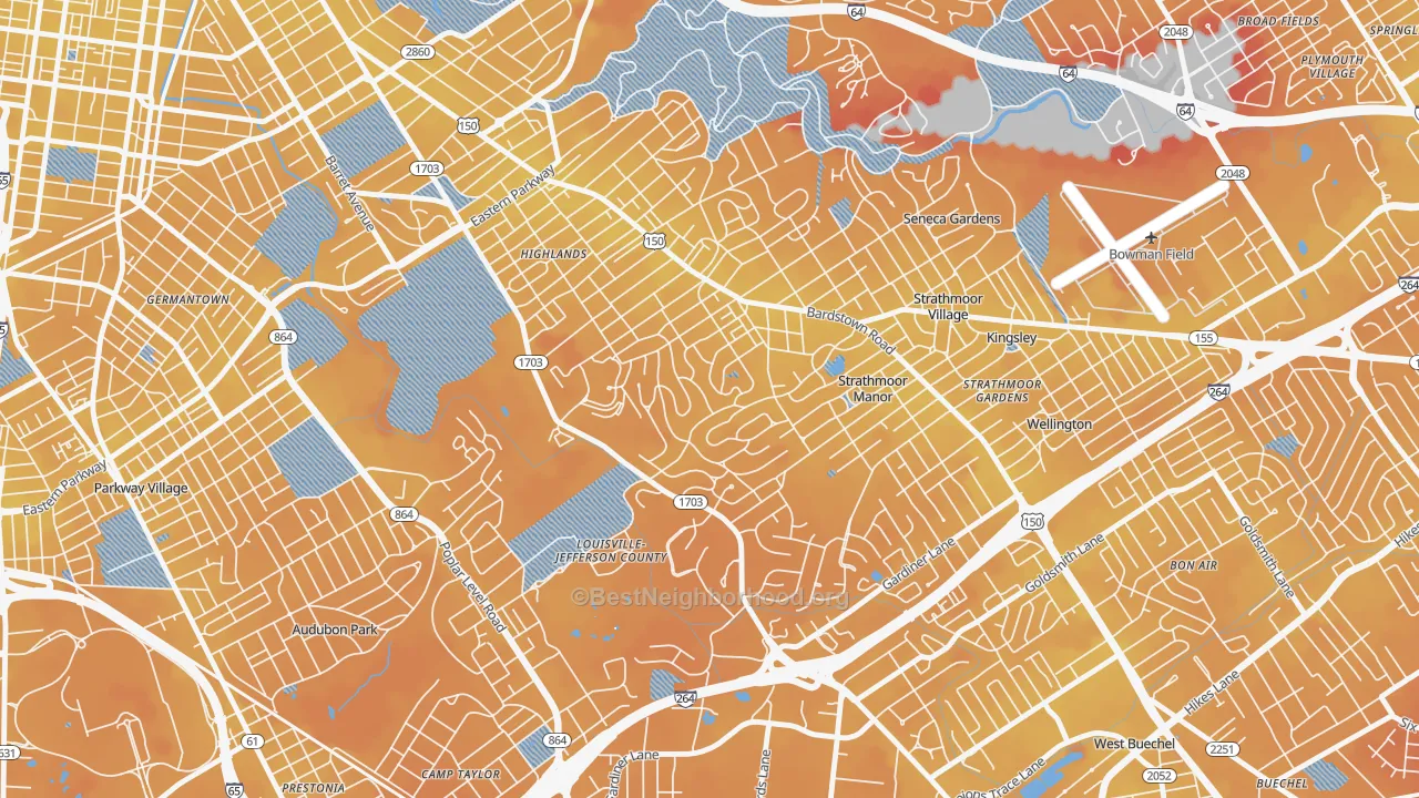 Transit Grade map of Belknap, Louisville, KY