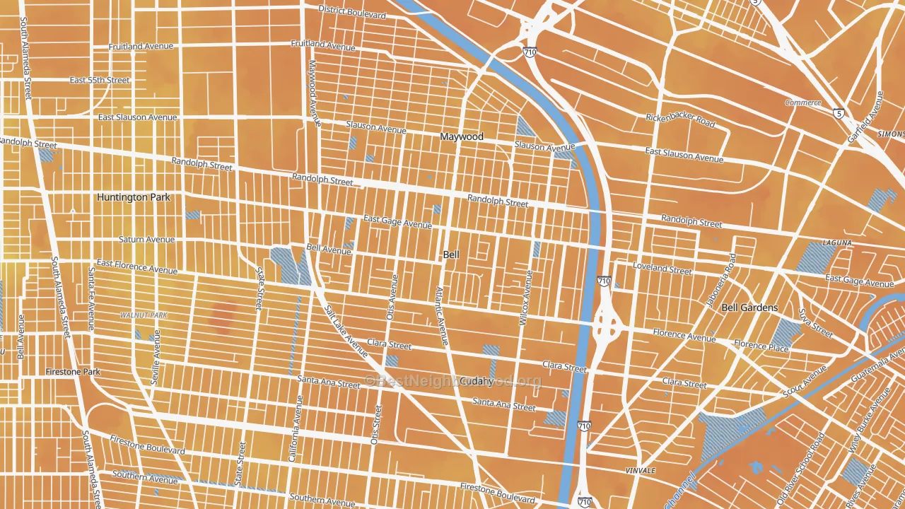 Transit Grade map of Bell, CA