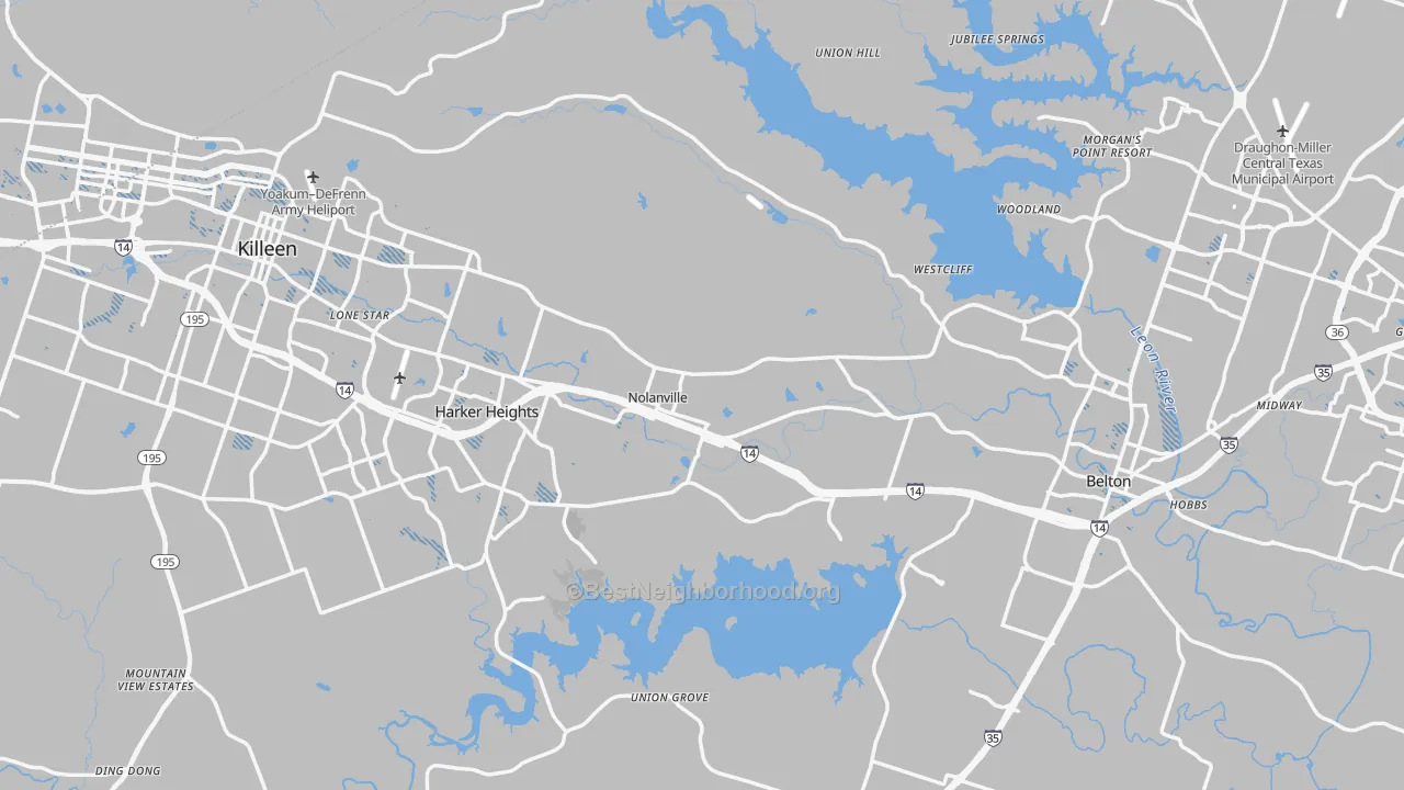 Transit Grade map of Bell County, TX