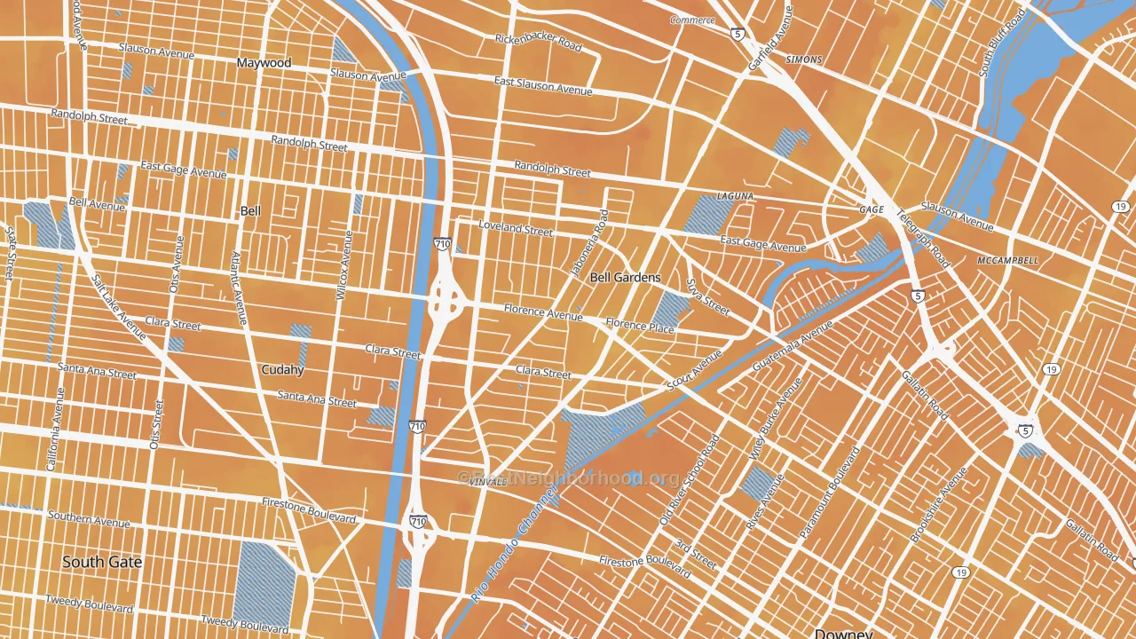 Transit Grade map of Bell Gardens, CA