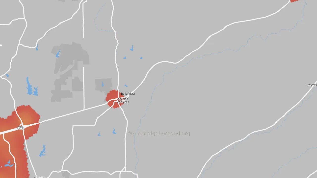 Transit Grade map of Bella Vista, CA