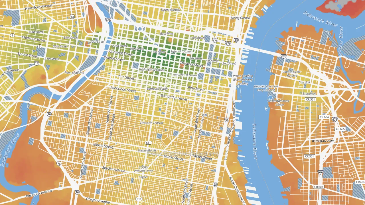 Transit Grade map of Bella Vista, Philadelphia, PA