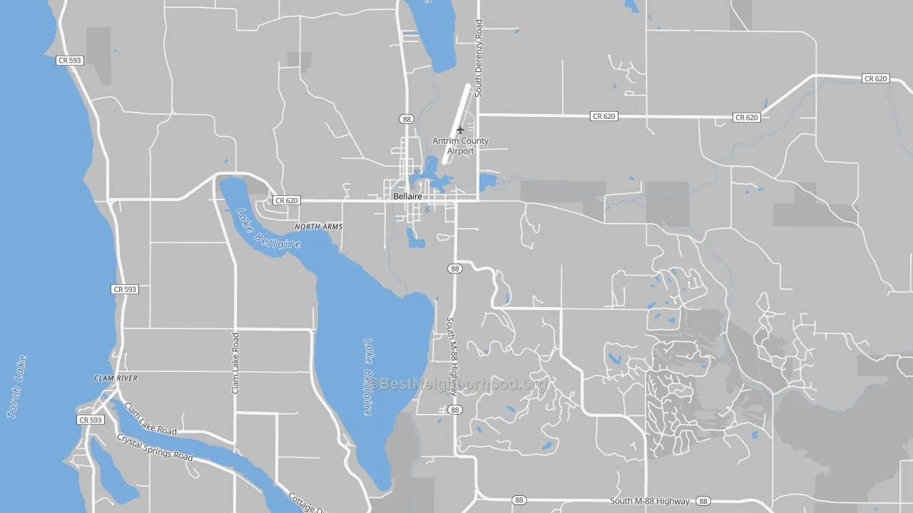 Transit Grade map of Bellaire, MI