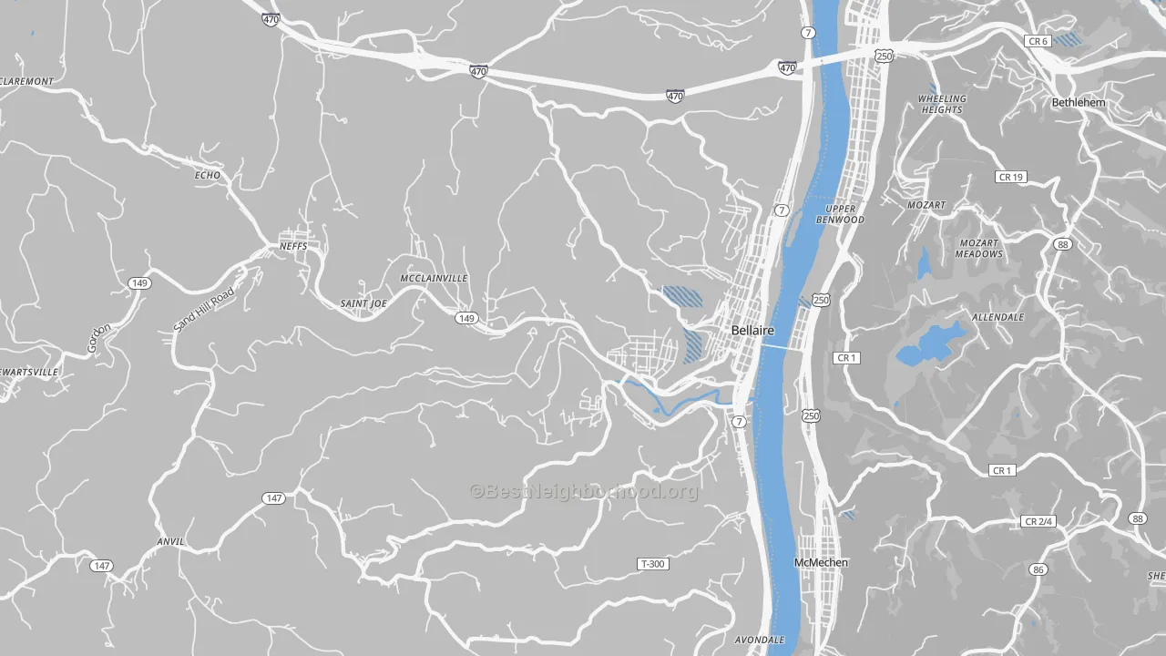 Transit Grade map of Bellaire, OH