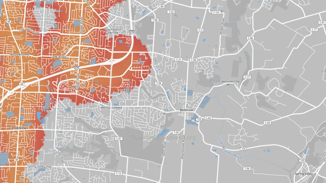 Transit Grade map of Bellbrook, OH