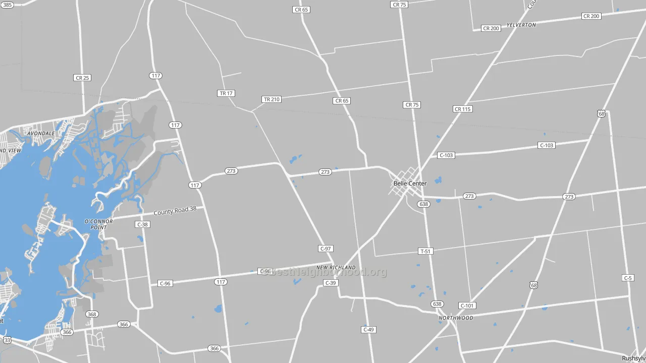 Transit Grade map of Belle Center, OH