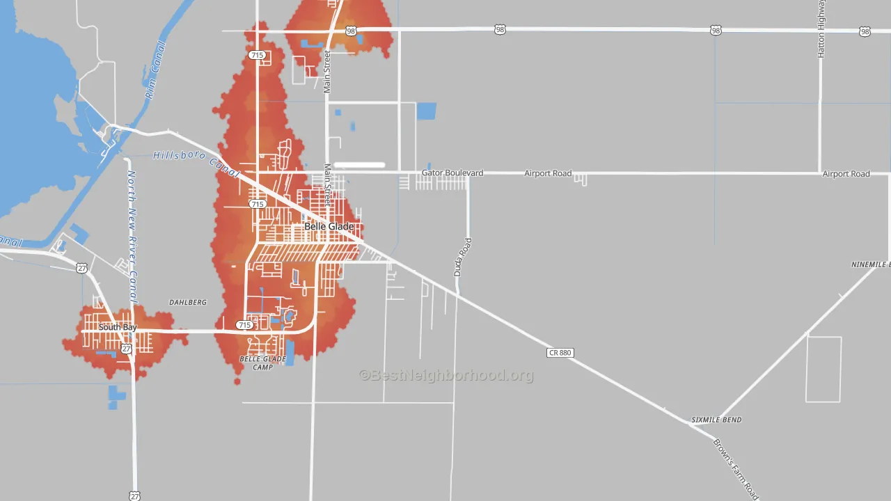 Transit Grade map of Belle Glade Camp, FL