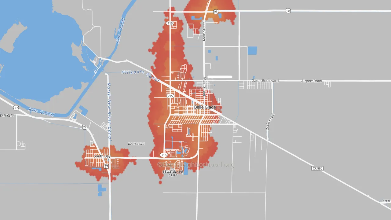 Transit Grade map of Belle Glade, FL