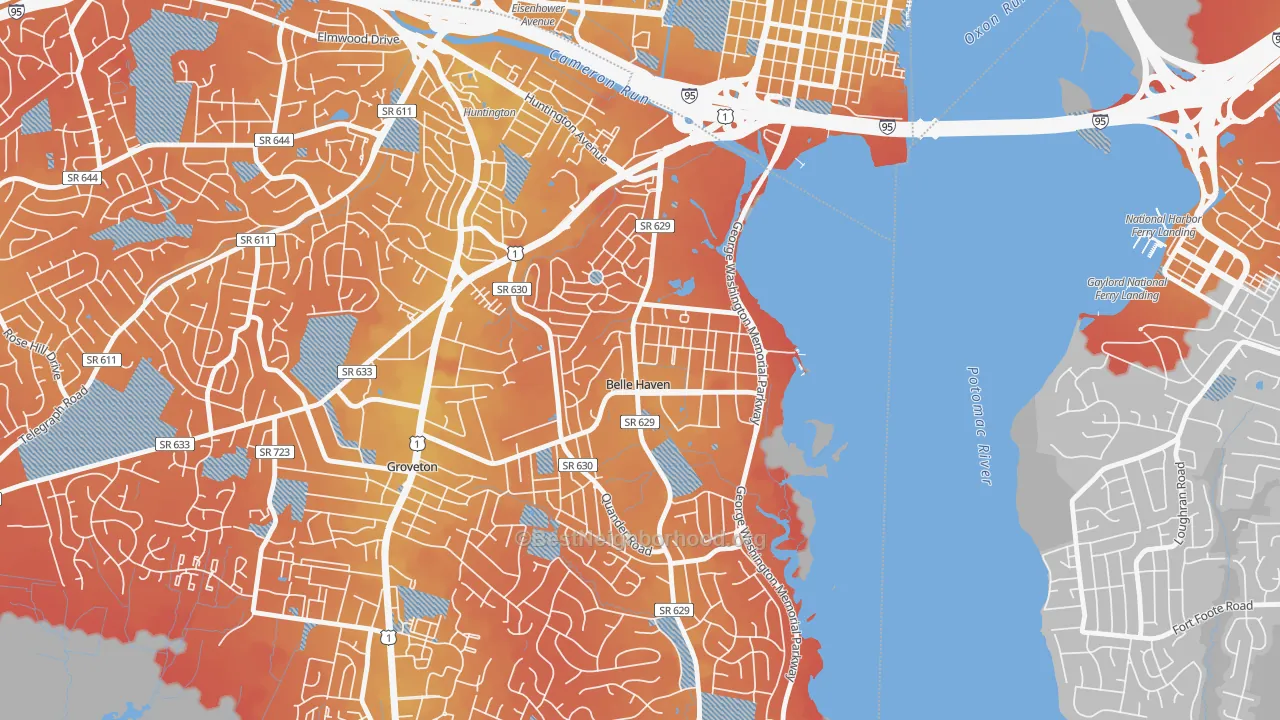 Transit Grade map of Belle Haven, Belle View, VA