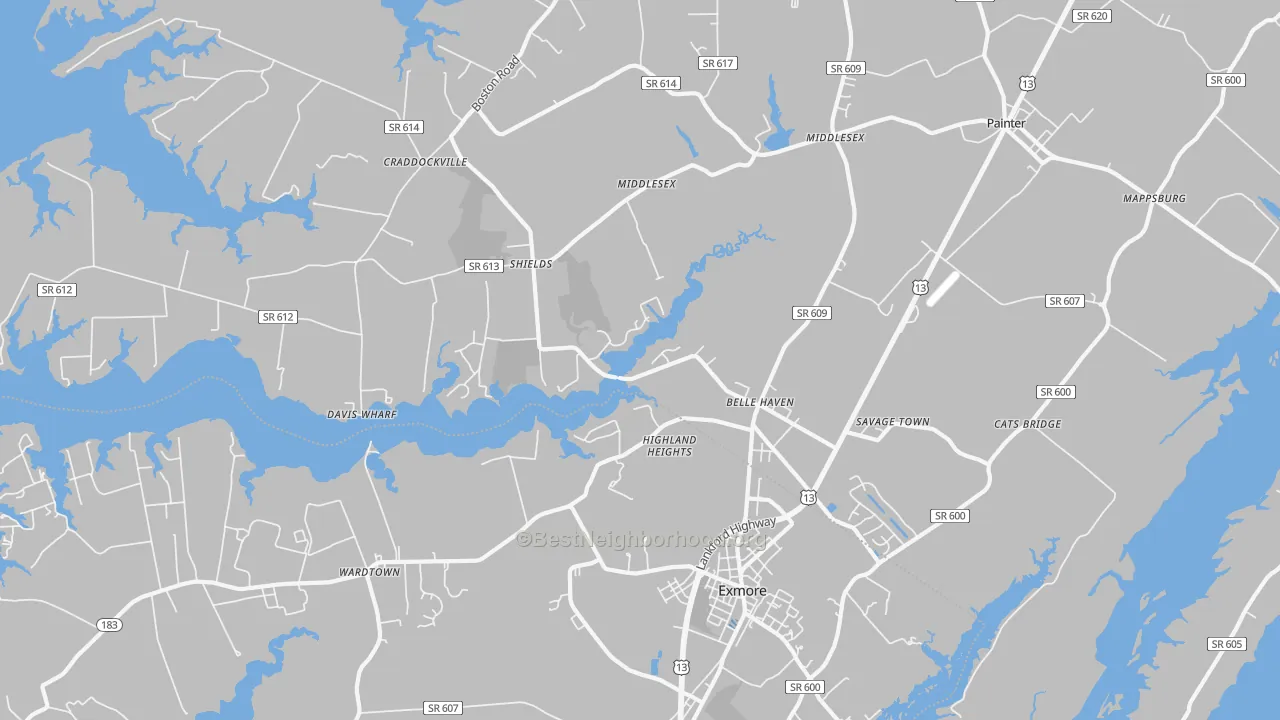 Transit Grade map of Belle Haven, VA