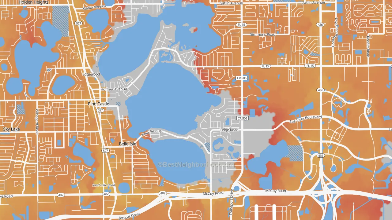 Transit Grade map of Belle Isle, FL