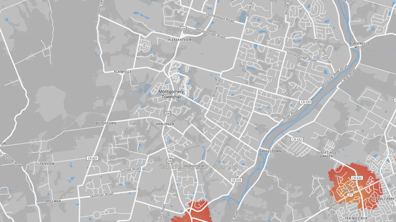 Transit Grade map of Belle Mead, NJ