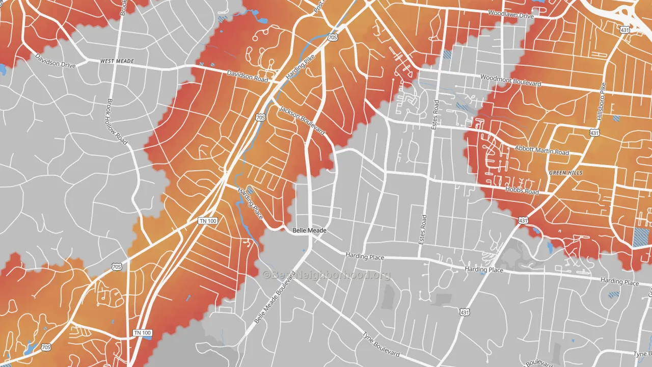Transit Grade map of Belle Meade, TN