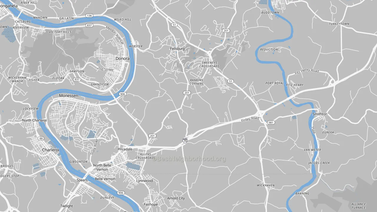 Transit Grade map of Belle Vernon, PA