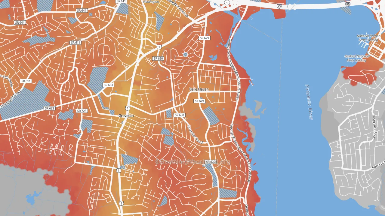 Transit Grade map of Belle View, VA