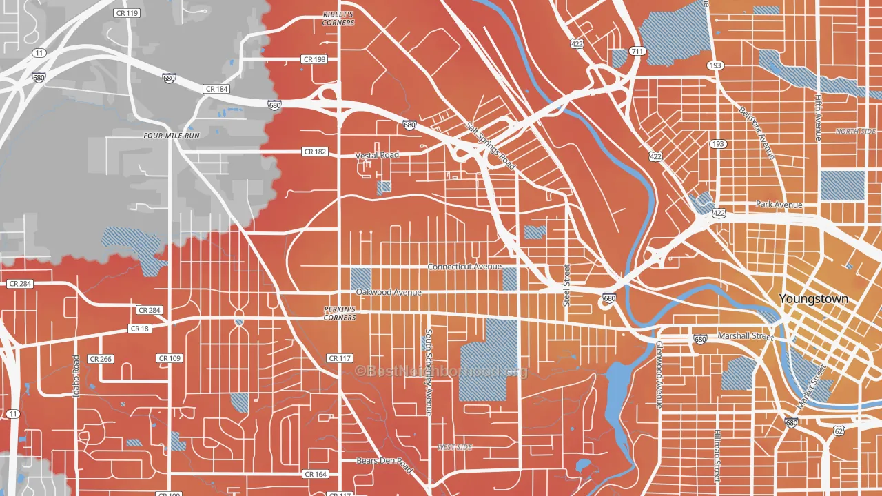 Transit Grade map of Belle Vista, Youngstown, OH