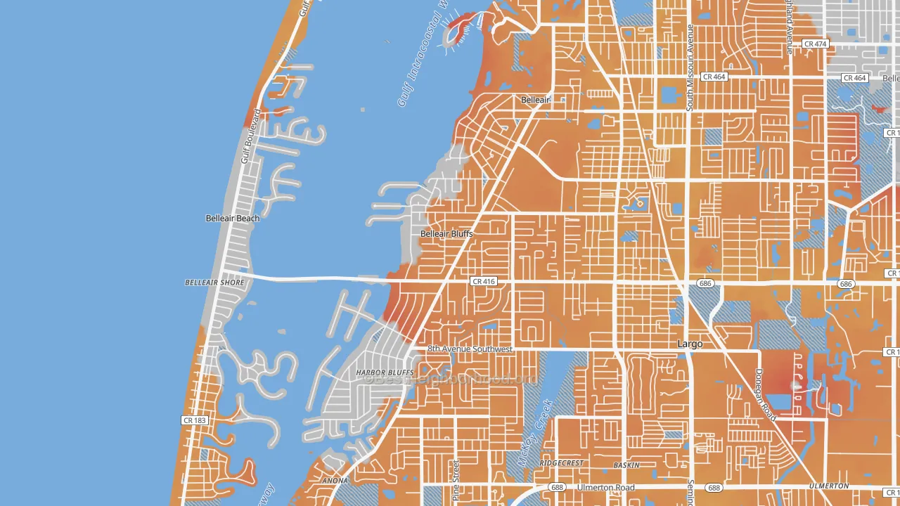 Transit Grade map of Belleair Bluffs, FL