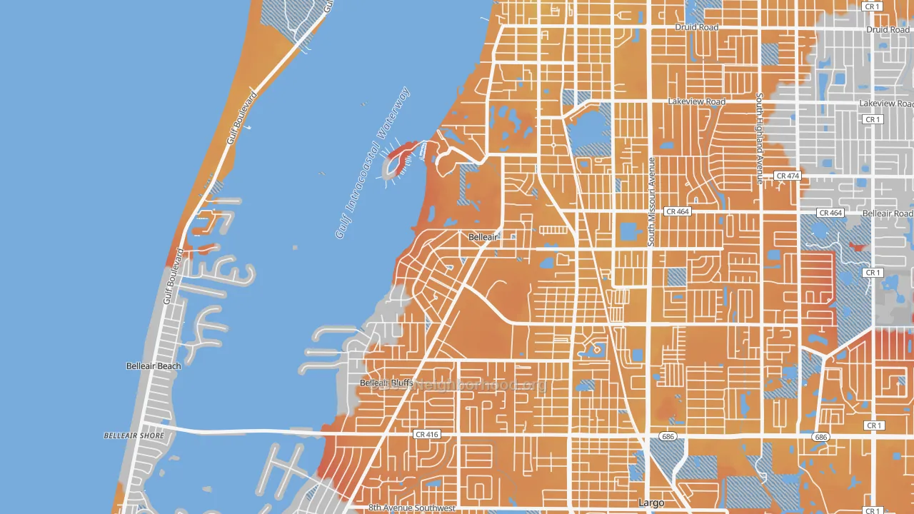 Transit Grade map of Belleair, FL