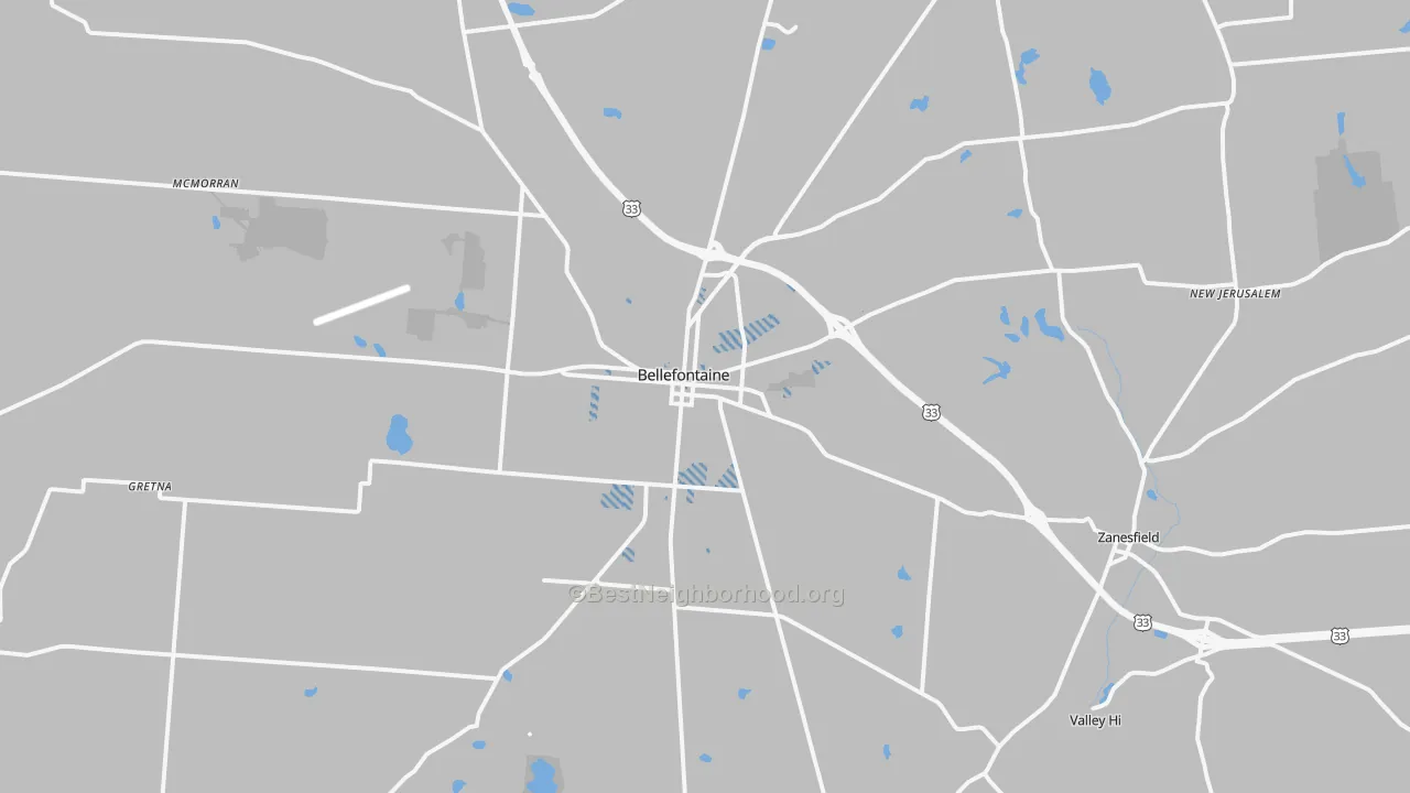 Transit Grade map of Bellefontaine, OH