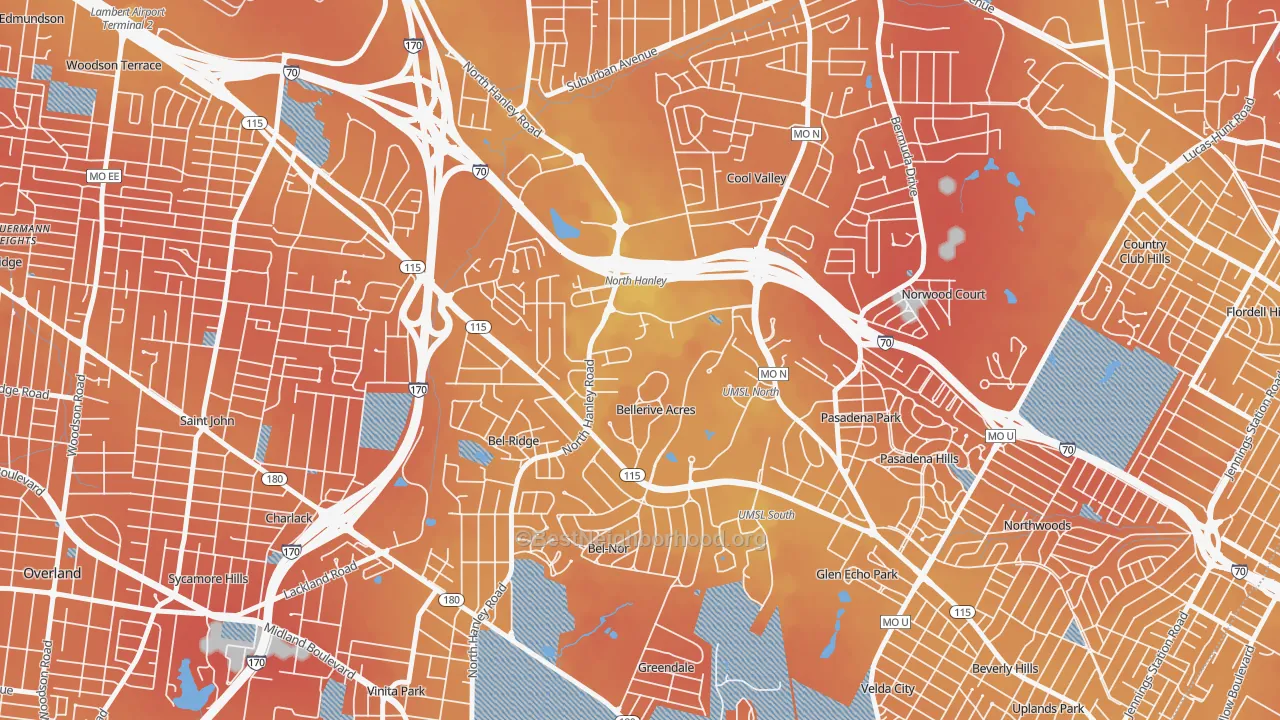 Transit Grade map of Bellerive, MO