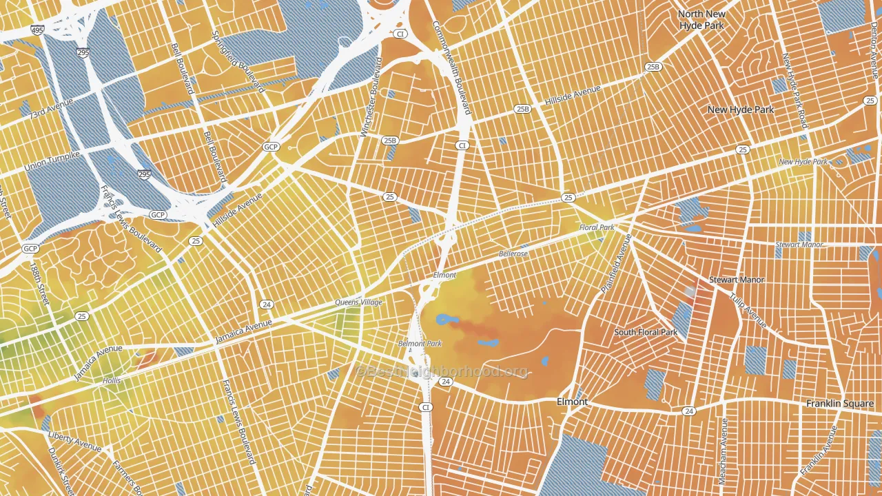 Transit Grade map of Bellerose Terrace, NY