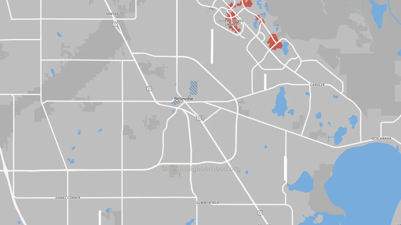 Transit Grade map of Belleview, FL