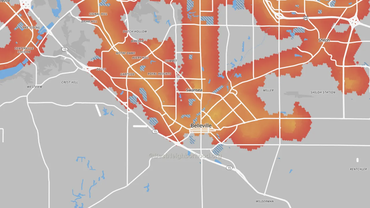 Transit Grade map of Belleville, IL