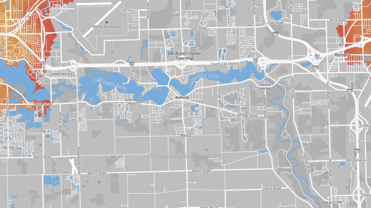 Transit Grade map of Belleville, MI