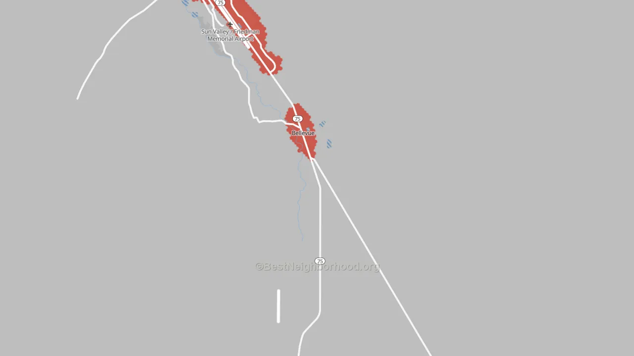 Transit Grade map of Bellevue, ID