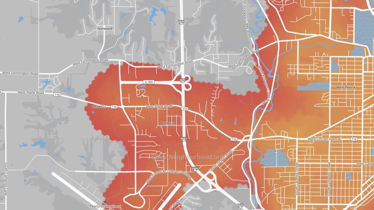 Transit Grade map of Bellevue, IL