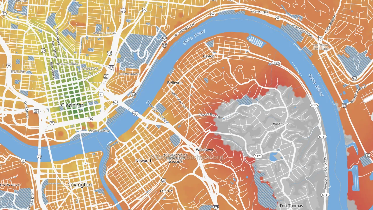 Transit Grade map of Bellevue, KY