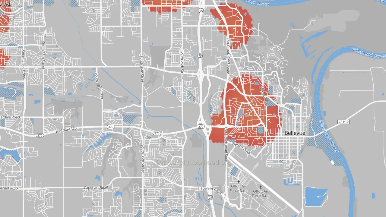 Transit Grade map of Bellevue, NE
