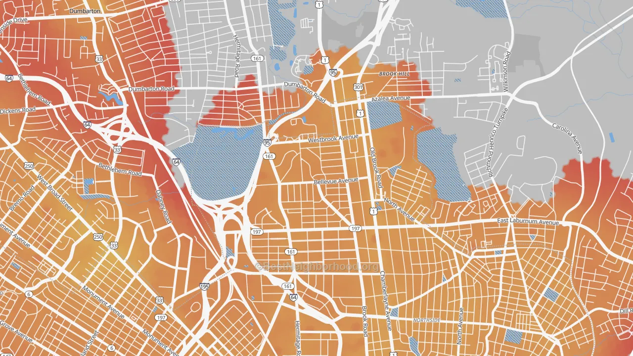 Transit Grade map of Bellevue, Richmond, VA