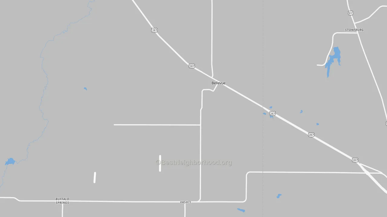 Transit Grade map of Bellevue, TX