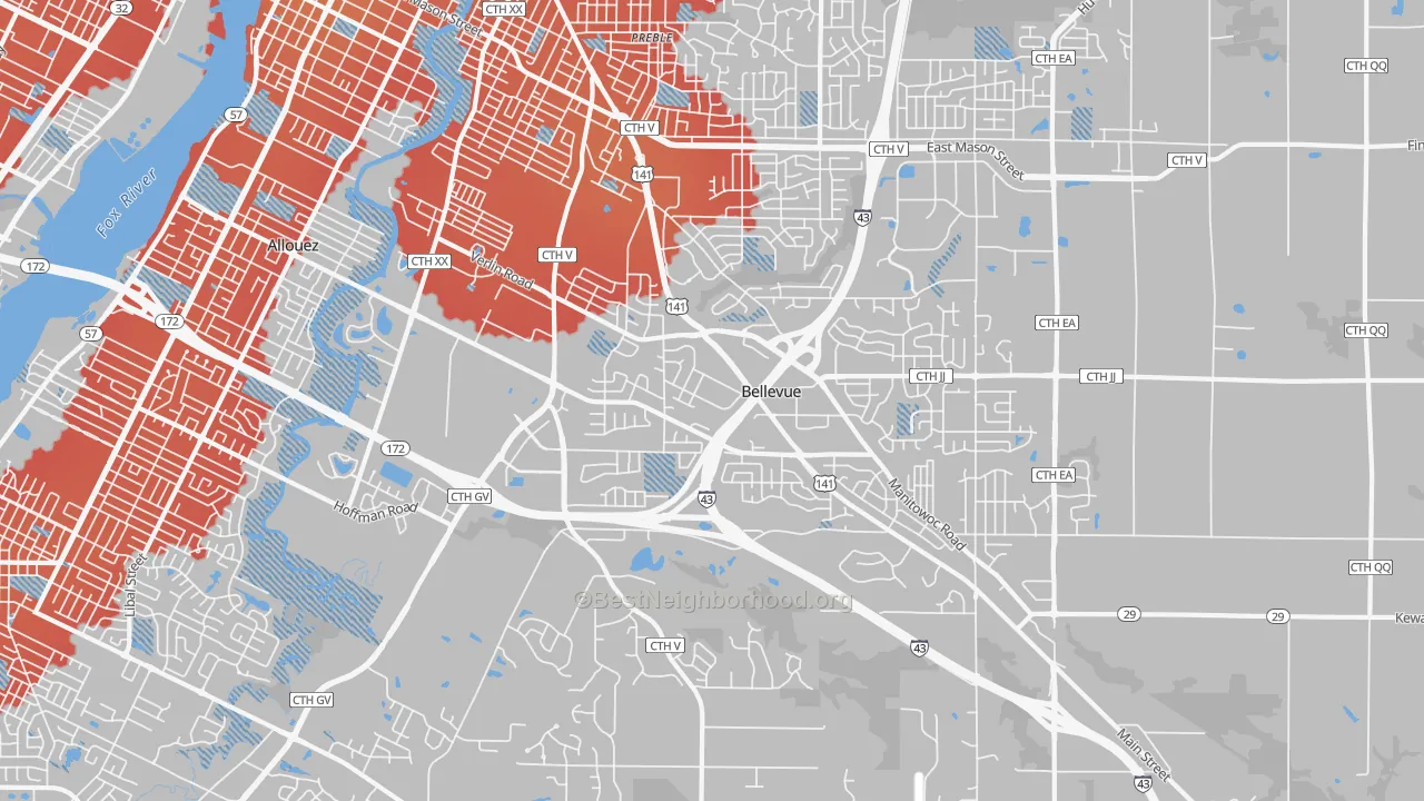 Transit Grade map of Bellevue, WI