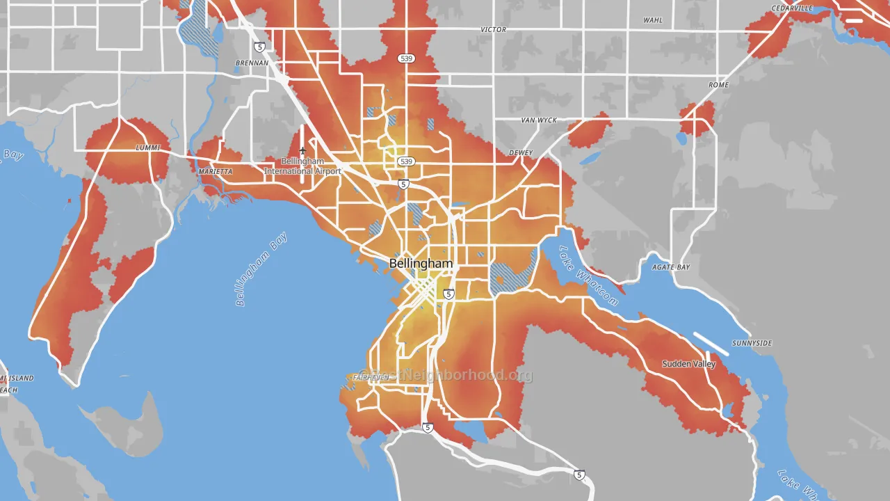 Transit Grade map of Bellingham, WA