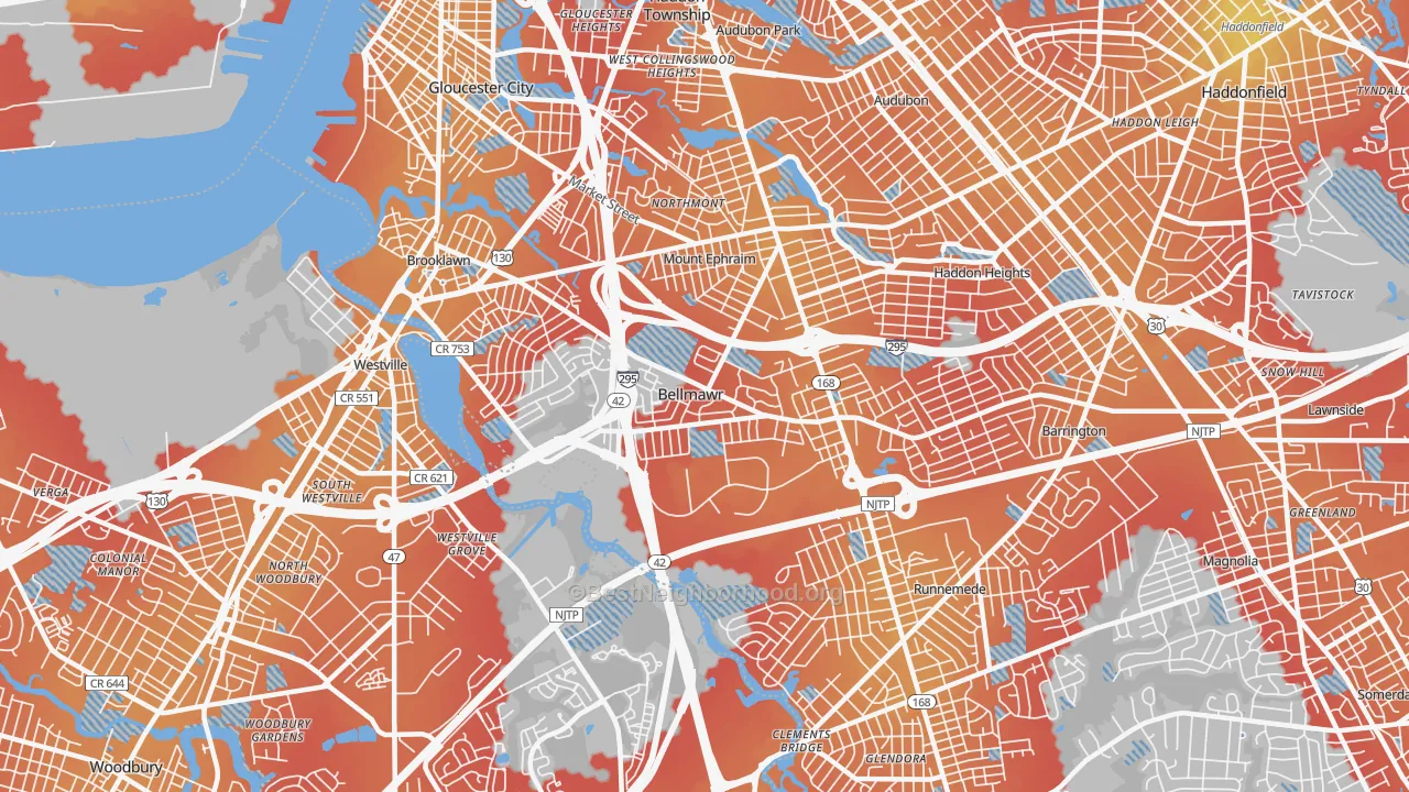 Transit Grade map of Bellmawr, NJ