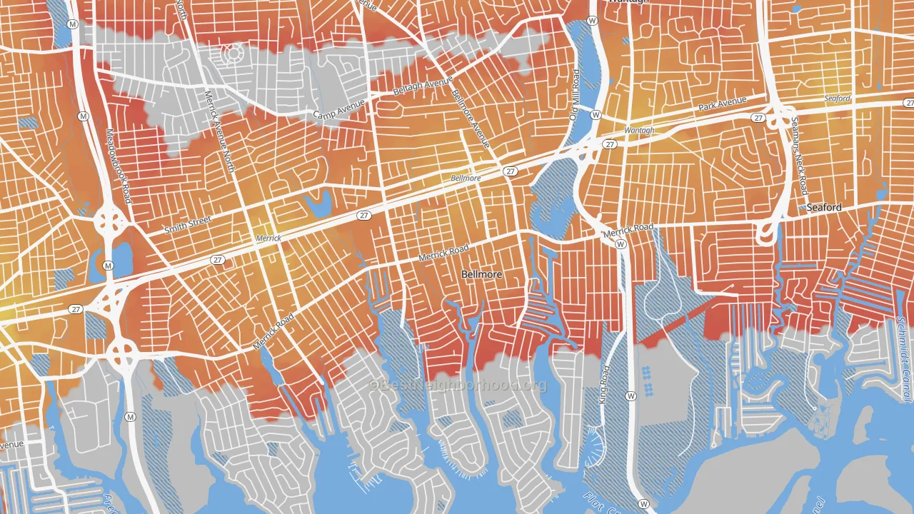 Transit Grade map of Bellmore, NY
