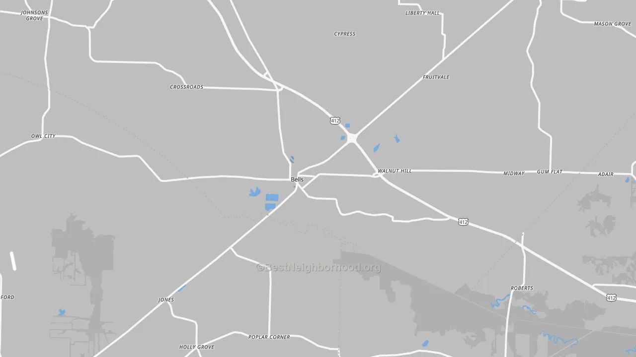 Transit Grade map of Bells, TN