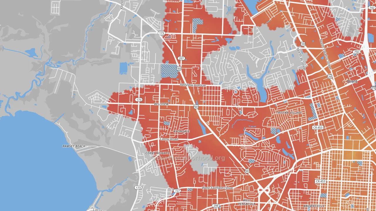 Transit Grade map of Bellview, FL