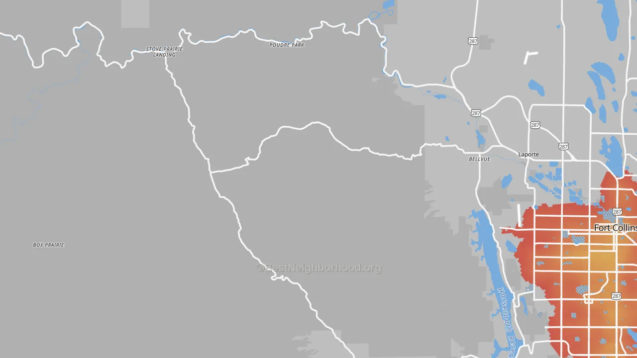 Transit Grade map of Bellvue, CO