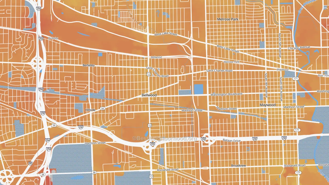Transit Grade map of Bellwood, IL