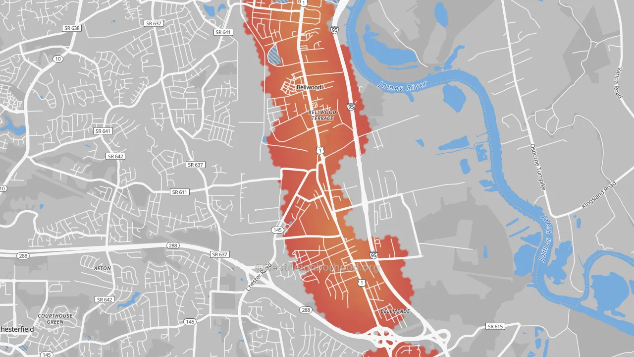Transit Grade map of Bellwood, VA