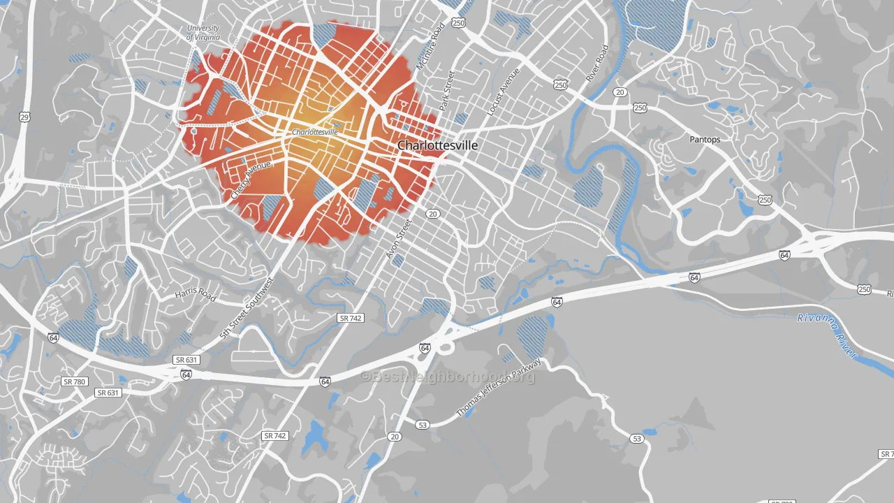 Transit Grade map of Belmont-Charlottesville, Charlottesville, VA